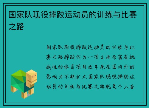 国家队现役摔跤运动员的训练与比赛之路